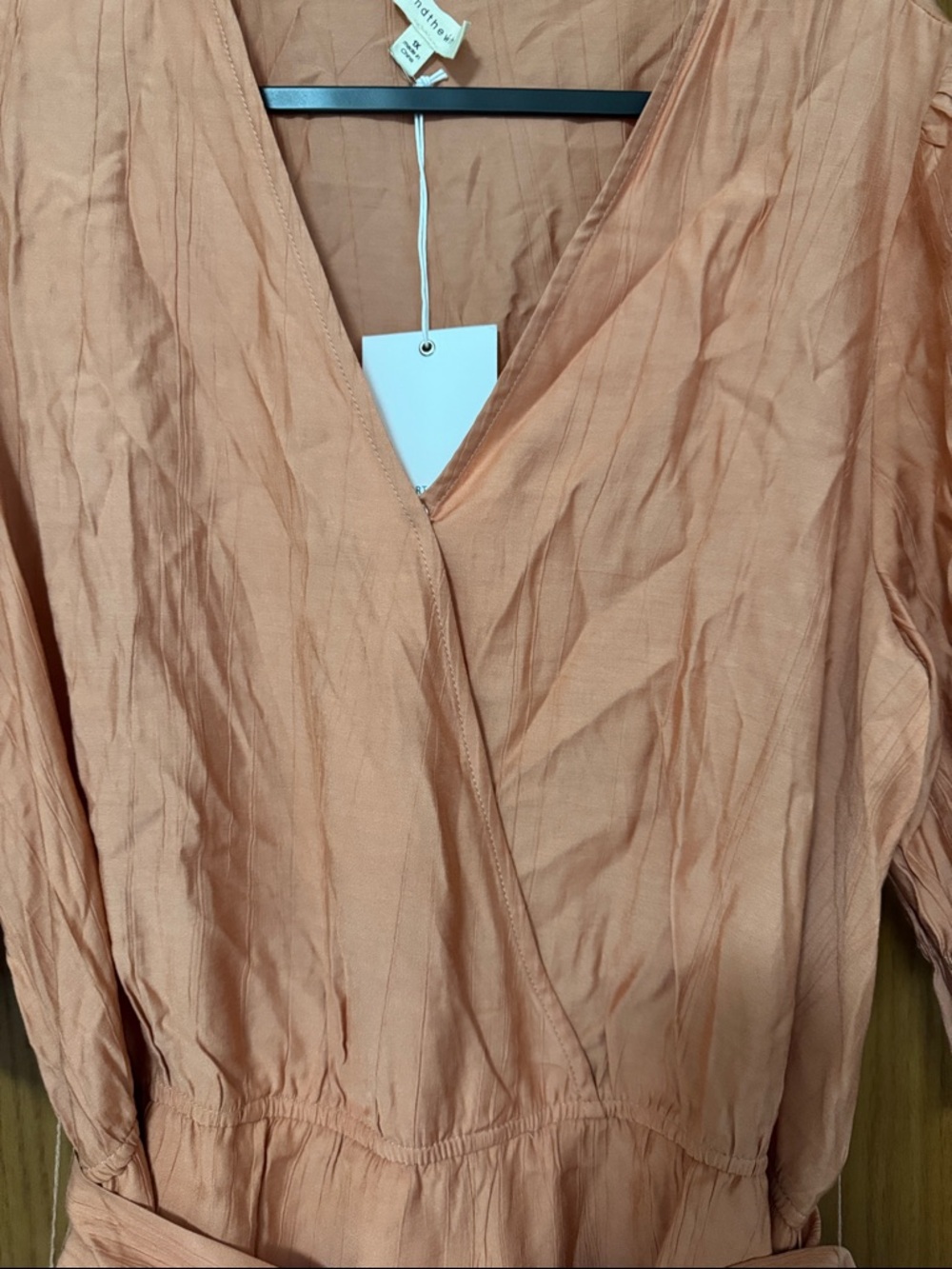 Peach Wrap Romper with Belt - Picture 5 of 6